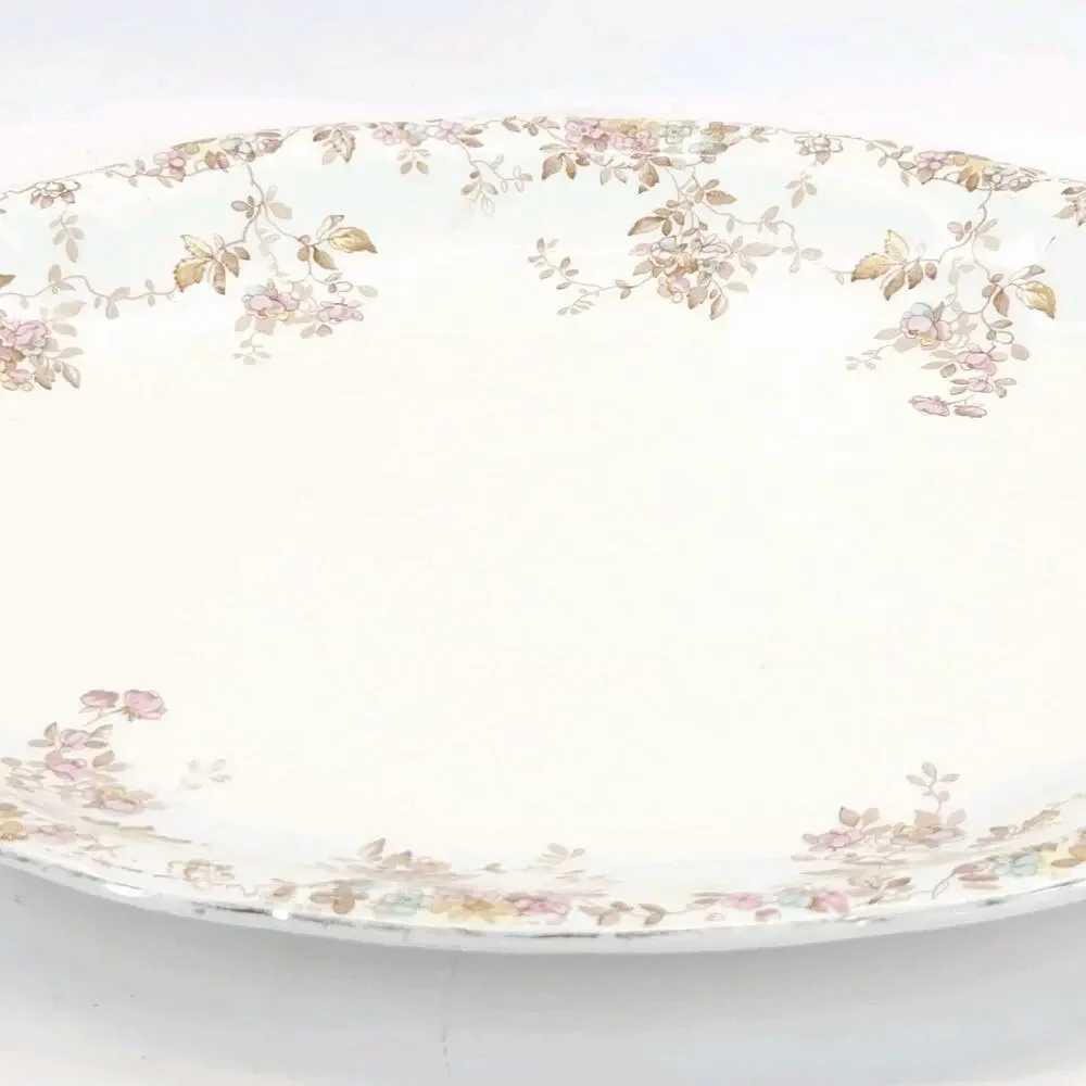 Antique Ridgeways Oval Platter Tray Pink Ditsy‎ Floral Valentines Wall Decor 16